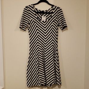 Black and White Striped Midi Dress